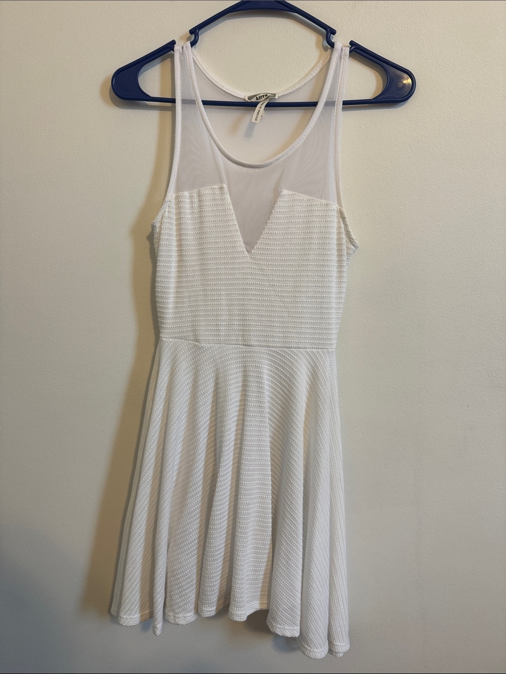 Kirra White Mesh V-Neck Fit & Flare Mini Dress